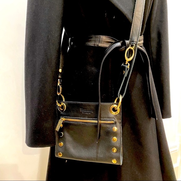 Hammitt Handbags - HAMMITT Tony Small Crossbody Black Leather/ Gold